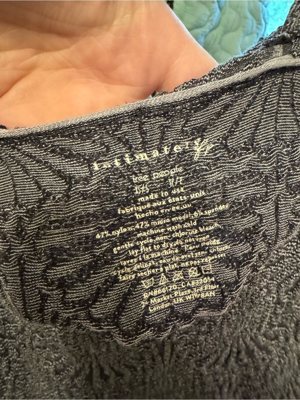 NWOT Free People FP Intimately Love Letter Cami - Black grey - XS/S - Picture 9 of 9